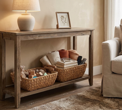 Using a storage basket to clear clutter in your cozy home