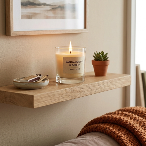Vanilla scented soy candle for a cozy home